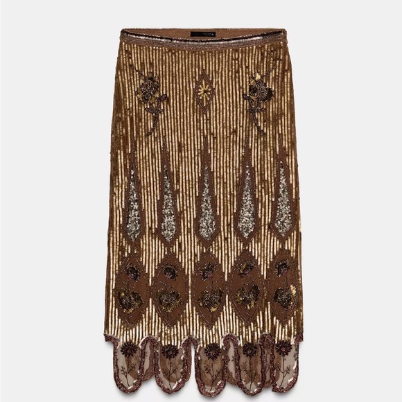 Zara Dresses & Skirts - ZW Collection Linited Edition Embroidered Sequin Skirt